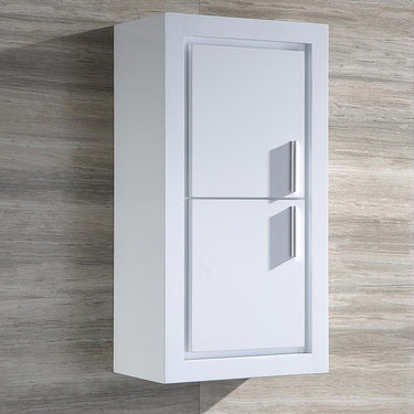 Fresca Allier White Bathroom Linen Side Cabinet w/ 2 Doors Linen Cabinet Fresca